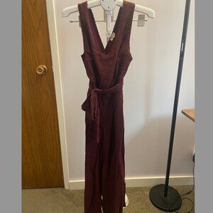 Burgundy Wrap Open Back Jumpsuit